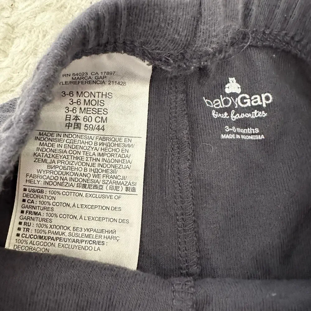 Baby Gap Dark Gray Banded Leggings Knit Pants Baby Boy Girl 3-6 Months